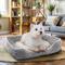 Show in main carousel: Details Microsuede Plush Cuddler Bolster Dog Bed, Gray slide 6 of 7