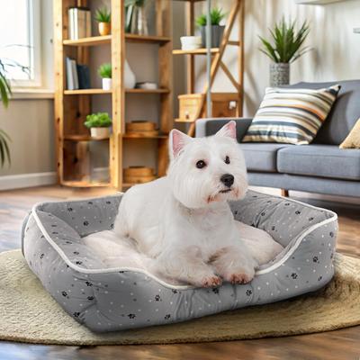 Show full view: Details Microsuede Plush Cuddler Bolster Dog Bed, Gray slide 6 of 7
