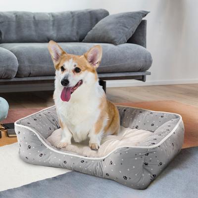 Show full view: Details Microsuede Plush Cuddler Bolster Dog Bed, Gray slide 5 of 7