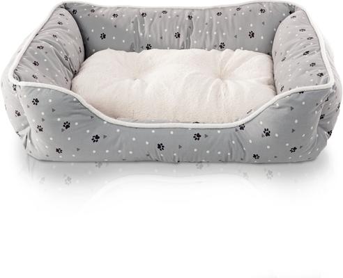 Show full view: Details Microsuede Plush Cuddler Bolster Dog Bed, Gray slide 7 of 7