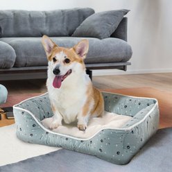 Details Microsuede Plush Cuddler Bolster Dog Bed, Sage slide 2 of 9