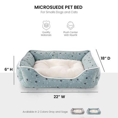 Show full view: Details Microsuede Plush Cuddler Bolster Dog Bed, Sage slide 2 of 9