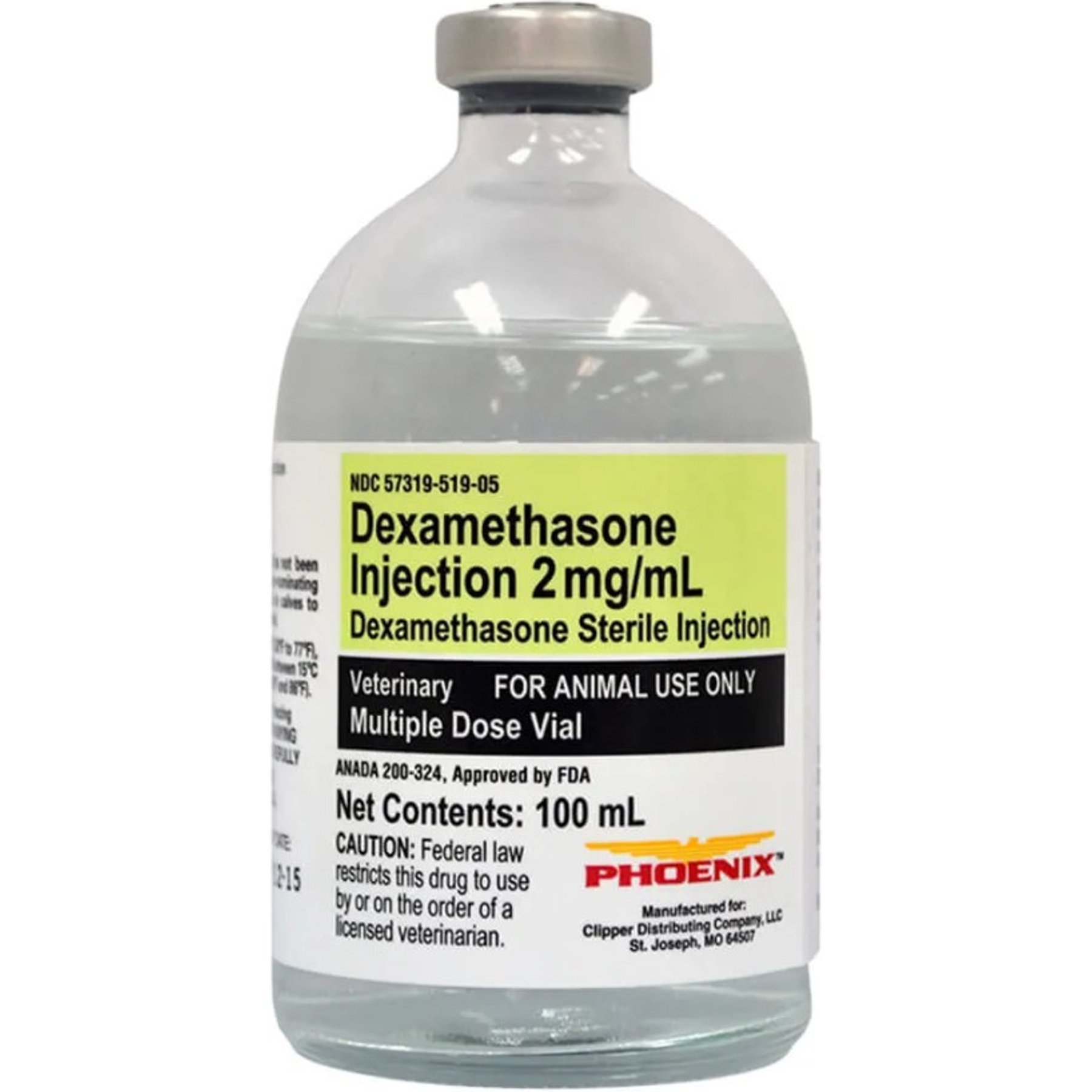 Dexamethasone (Generic) Injectable Solution, 2 mg/mL, 100-mL multi-dose vial