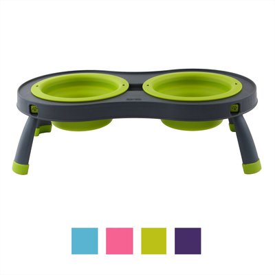 Dexas Popware for Pets Dexas Popware for Pets Double Non-Skid Elevated Dog & Cat Bowls, Green, 2.5-cup