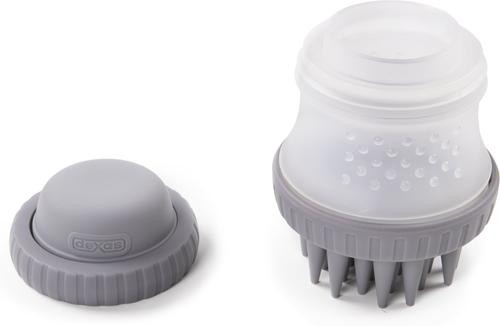 Show full view: Dexas Popware for Pets ScrubBuster Dog Brush, Light Gray slide 2 of 3