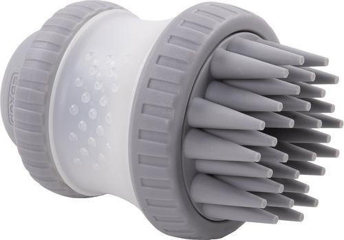 Show full view: Dexas Popware for Pets ScrubBuster Dog Brush, Light Gray slide 3 of 3