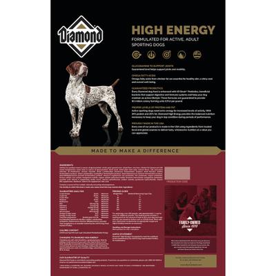 Show full view: Diamond High Energy 24/20 for Highly Active, Sporting & Working Adult Dogs Dry Food, 100-lb bundle slide 4 of 8