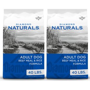 Diamond Naturals Beef Meal & Rice Formula Adult Dry Dog Food, 40-lb bag, bundle of 2