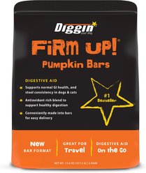 Diggin' Your Dog Firm Up! Pumpkin Bars Digestive Aid Dehydrated Dog Treats, 12.6-oz, pack of 6