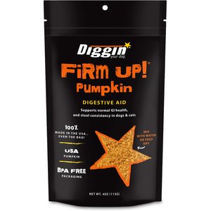 Diggin' Your Dog Firm Up! Pumpkin Digestive Aid Powder Supplement for Dogs & Cats, 4-oz bag