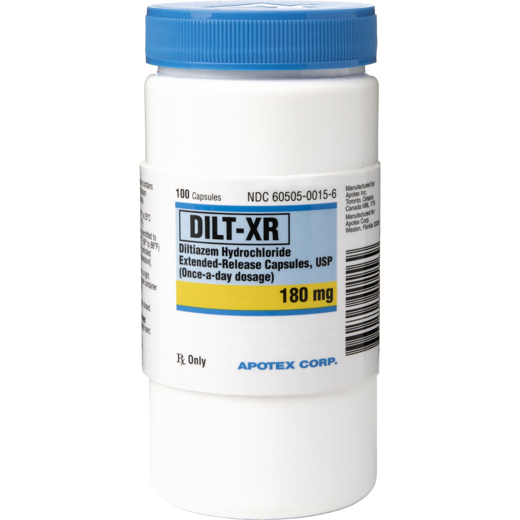 DILT-XR (Diltiazem Hydrochloride) Extended-Release Capsules, 180-mg, 30 capsules