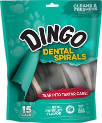Dingo Dental Spirals Peppermint & Parsley Flavor Dog Treat, 15 count slide 1 of 5