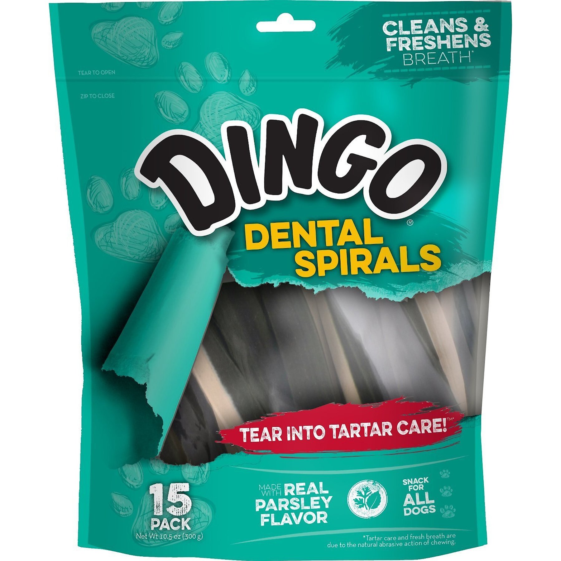Dingo Dental Spirals Peppermint & Parsley Flavor Dog Treat, 15 count