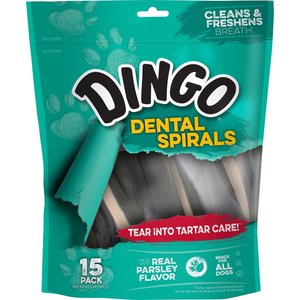 Dingo Dental Spirals Peppermint & Parsley Flavor Dog Treat, 15 count