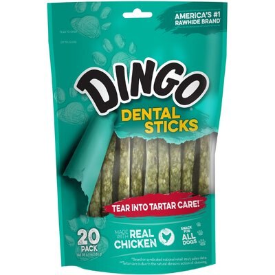 Dingo Dingo Dental Sticks Tartar Control Chicken Flavor Dog Treat, 20 count