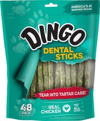 Dingo Dental Sticks Tartar Control Chicken Flavor Dog Treat, 48 count