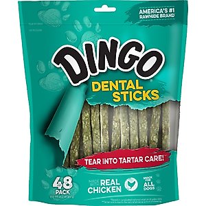 Dingo Dental Sticks Tartar Control Chicken Flavor Dog Treat, 48 count
