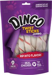 Dingo Twist Sticks Jumbo Chicken Flavor Dog Treat, Jumbo, 9 count