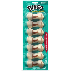 Dingo Mini Dental Bones Tarter Control Chicken Flavored Dog Treat, Small, 7 count