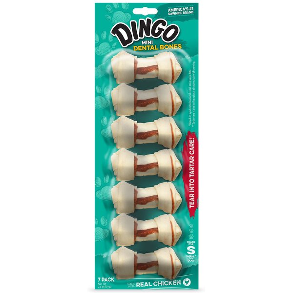 Dingo Mini Dental Bones Tarter Control Chicken Flavored Dog Treat, Small