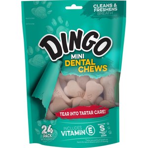 Dingo Mini Dental Chews Tartar Control Chicken Flavored Dog Treat, Small, 24 count