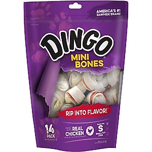 Dingo Mini Bones Chicken Flavor Dog Treat, Small, 14 count