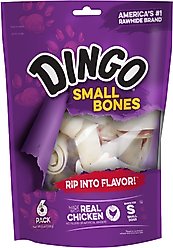 Dingo Small Bones Chicken Flavor Dog Treat, Small, 6 count