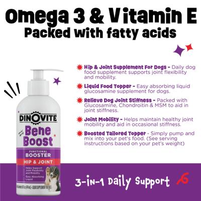 Show full view: Dinovite BeneBoost Hip & Joint Glucosamine Joint Mobility Liquid Supplement for Dogs, 16-fl oz bottle slide 4 of 8