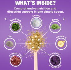 Dinovite Gut Health Skin & Coat Immunity Powder Daily 3-in-1 Supplement Meal Topper for Adult Cats, 12.2-oz bag slide 2 of 9