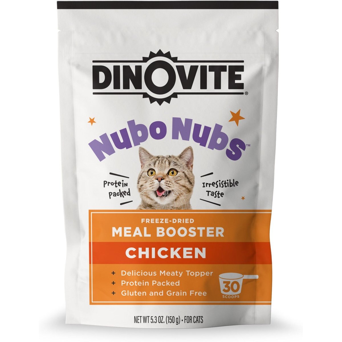 Dinovite NubONubs Meal Booster Chicken Flavored Gluten & Grain-Free Protein Powder Food Topper Supplement for Adult Cats, 5.3-oz bag