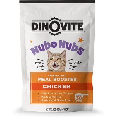 Dinovite Dinovite NubONubs Meal Booster Chicken Flavored Gluten & Grain-Free Protein Powder Food Topper Supplement for Adult Cats, 5.3-oz bag