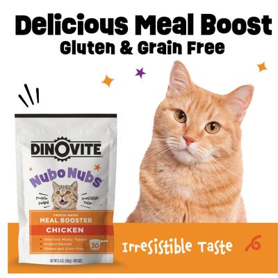 Show full view: Dinovite NubONubs Meal Booster Topper Chicken Flavored Gluten & Grain-Free Protein Powder Supplement for Cats, 5.3-oz bag slide 6 of 8