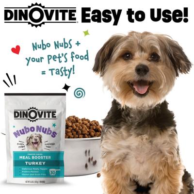 Show full view: Dinovite NubONubs Meal Booster Topper Turkey Flavored Gluten & Grain-Free Protein Powder Supplement for Dogs, 5.3-oz bag slide 7 of 8