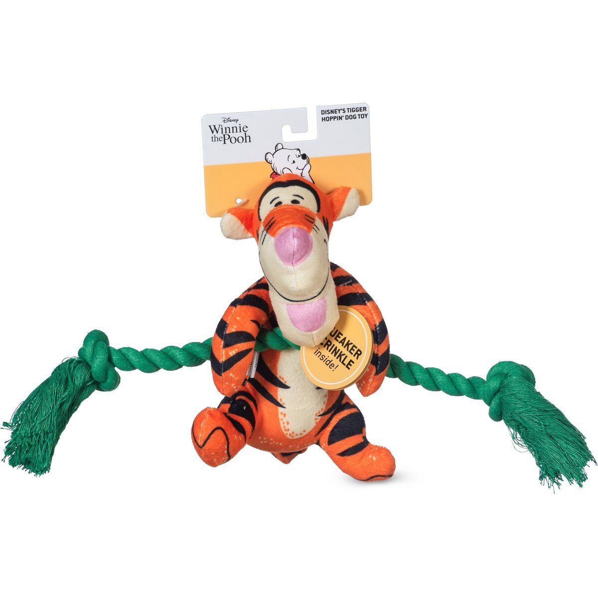 Disney Classics Winnie The Pooh Tigger On Rope Branch Squeaky Plush Dog Toy, 12-in