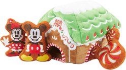 Disney Holiday Mickey & Minnie Mouse Gingerbread House Hide & Seek Puzzle Plush Squeaky Dog Toy, Small/Medium