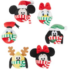 Disney Holiday Mickey Mouse & Friends Plush with Rubber Core Squeaky Dog Toy, 6 count, Medium/Large