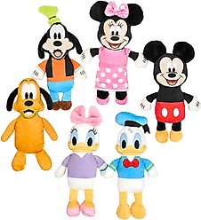 Disney Mickey & Friends Plush Squeaky Dog Toy, 6 count