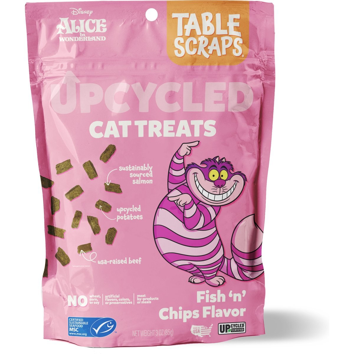 Disney Table Scraps Alice in Wonderland Fish 'n' Chips Recipe Upcycled Cat Treats, 3-oz bag