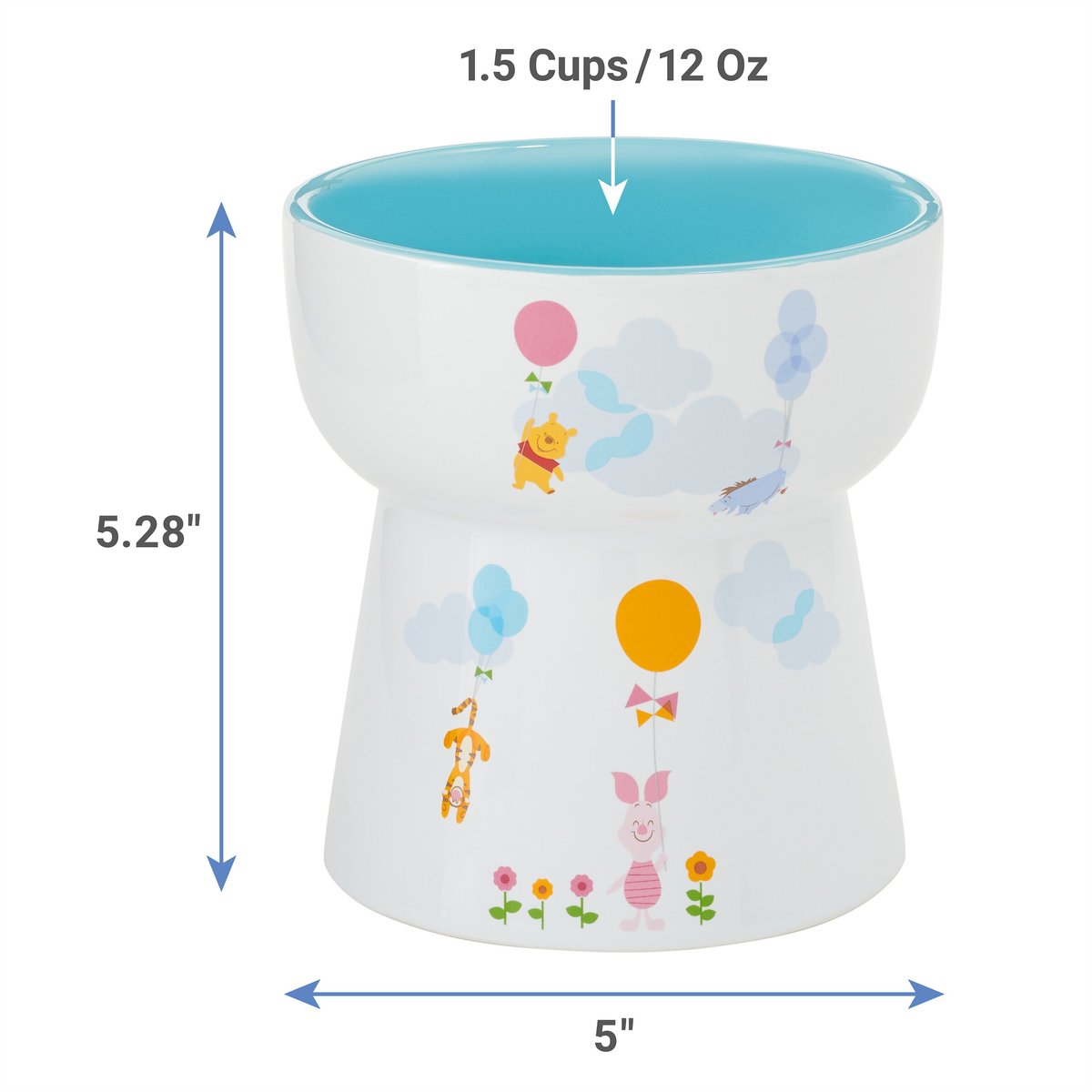 Disney Winnie the Pooh Tall Shape Non-Skid Elevated Ceramic Cat Bowl