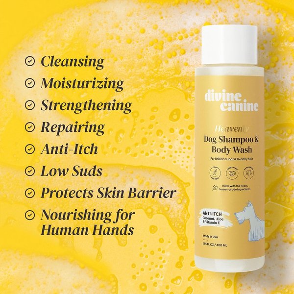 Show full view: Divine Canine Anti-Itch Heavenly Coconut, Aloe & Vitamin E Dog Shampoo, 13.5-fl oz bottle slide 5 of 9