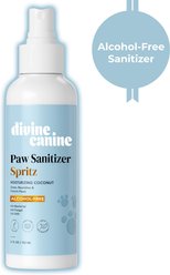 Divine Canine Coconut-Moisturizing Paw Sanitizer Spritz, Anti-Bacterial & Anti-Fungal Alchohol-Free Dog Paw Cleaner, 5.1-fl oz spray
