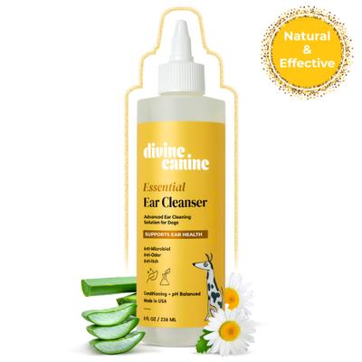 Show full view: Divine Canine Essential Ear Cleanser, Anti-Microbial & Anti-Odor Solution Dog Ear Cleaner, 8-fl oz bottle slide 1 of 11