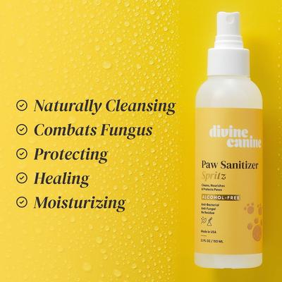 Show full view: Divine Canine Original Paw Sanitizer Spritz, Anti-Bacterial & Anti-Fungal Alcohol-Free Dog Paw Cleaner, 5.1-fl oz bottle slide 3 of 9