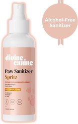 Divine Canine Rosewater-Infused Paw Sanitizer Spritz, Anti-Bacterial & Anti-Fungal Alchohol-Free Dog Paw Cleaner, 5.1-fl oz spray