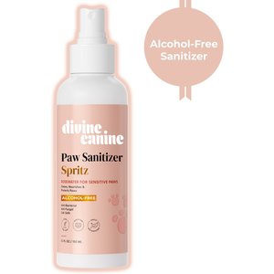 Divine Canine Rosewater-Infused Paw Sanitizer Spritz, Anti-Bacterial & Anti-Fungal Alchohol-Free Dog Paw Cleaner, 5.1-fl oz spray