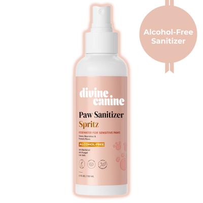 Show full view: Divine Canine Rosewater-Infused Paw Sanitizer Spritz, Anti-Bacterial & Anti-Fungal Alchohol-Free Dog Paw Cleaner, 5.1-fl oz spray slide 1 of 9