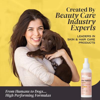 Show full view: Divine Canine Rosewater-Infused Paw Sanitizer Spritz, Anti-Bacterial & Anti-Fungal Alchohol-Free Dog Paw Cleaner, 5.1-fl oz spray slide 6 of 9
