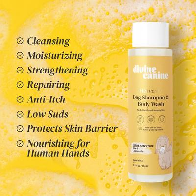Show full view: Divine Canine Ultra Sensitive Heavenly Aloe & Chamomile Dog Shampoo, 13.5-fl oz bottle slide 6 of 11