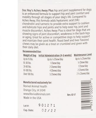 Show full view: Doc Roy's Aches Away Plus Soft Chew for Medium & Large Dogs, 90 count slide 3 of 4