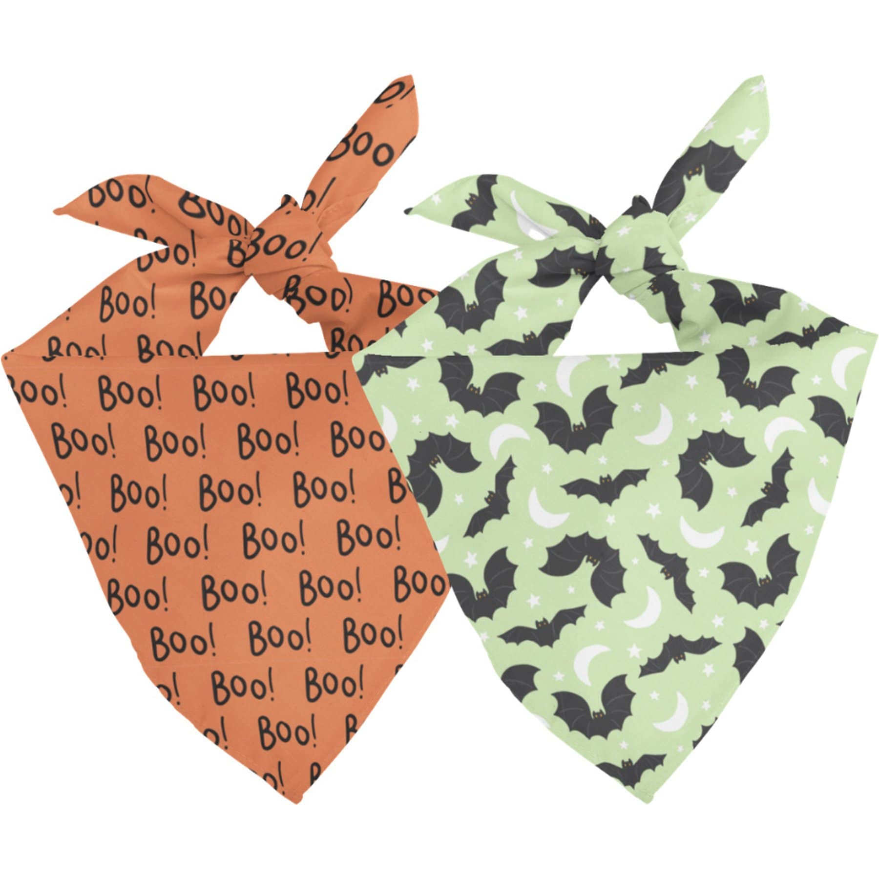 Dog Bandana Co. Boo & Bat Tie On Reversible Dog Bandana, Green, Medium